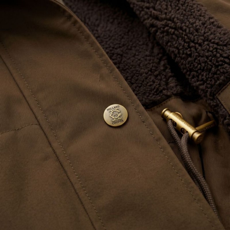 One-Size Waterproof Parka - Olive Brown