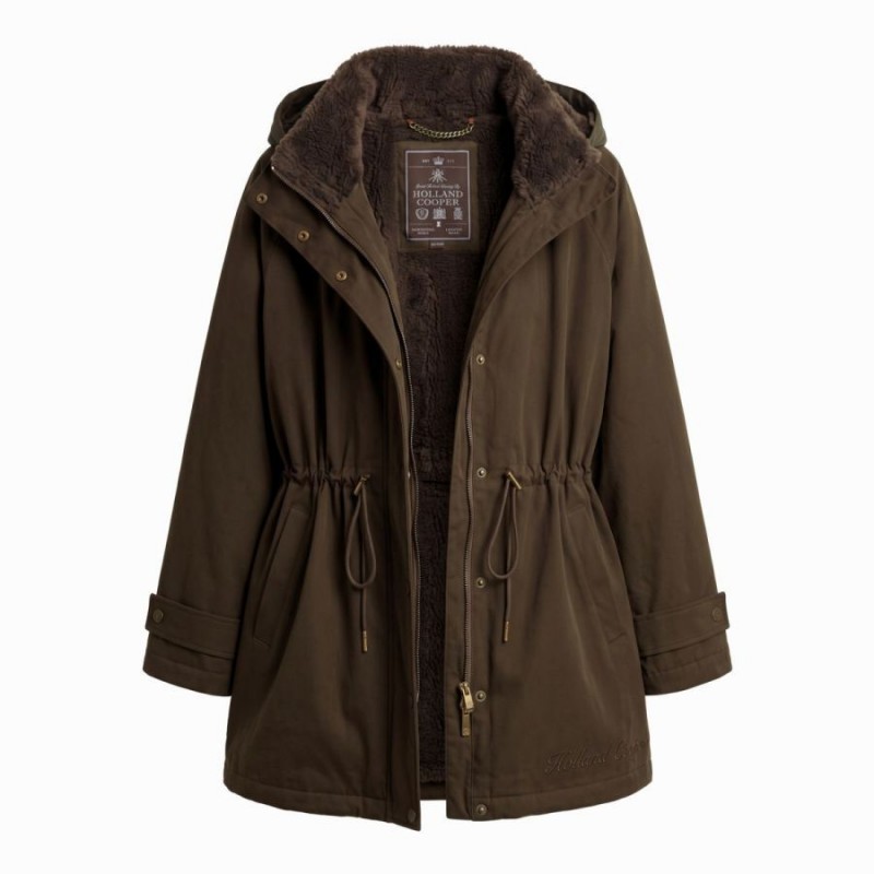 One-Size Waterproof Parka - Olive Brown