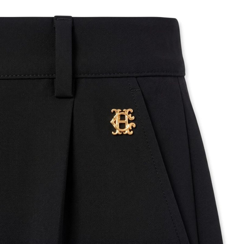 Pleated Wide Leg Trouser - Black