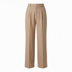Holland Cooper Pleated Wide Leg Trouser - Fawn