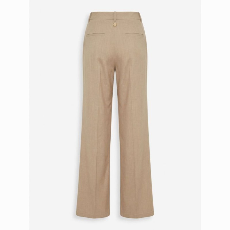 Pleated Wide Leg Trouser - Fawn