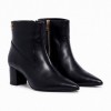 Regency Mid Heel Ankle Boots - Black Leather