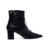 Regency Mid Heel Ankle Boots - Black Leather