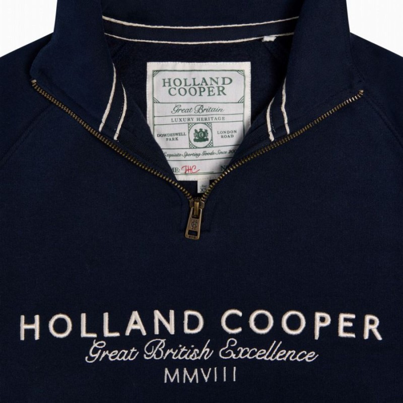 Sporting Goods Zip Henley - Ink Navy Textile