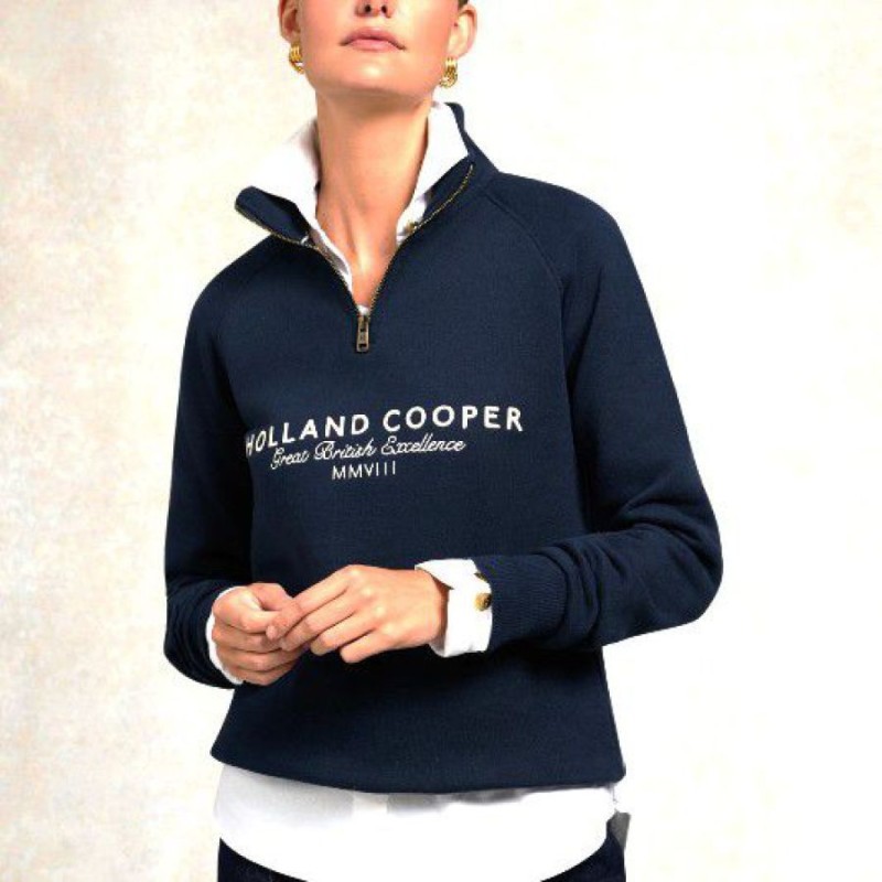 Sporting Goods Zip Henley - Ink Navy Textile