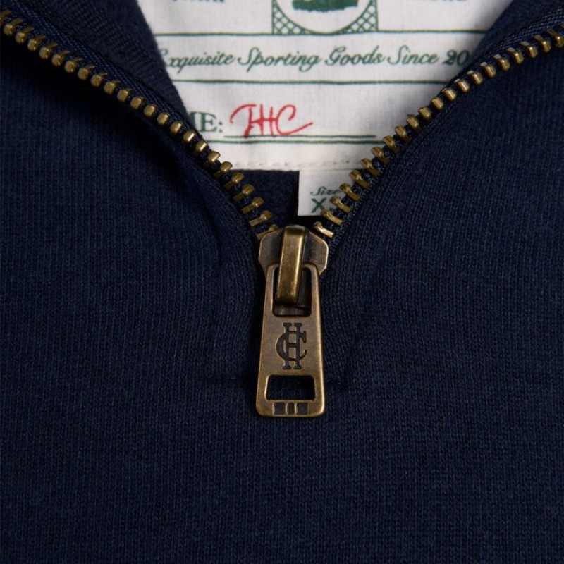 Sporting Goods Zip Henley - Ink Navy Textile