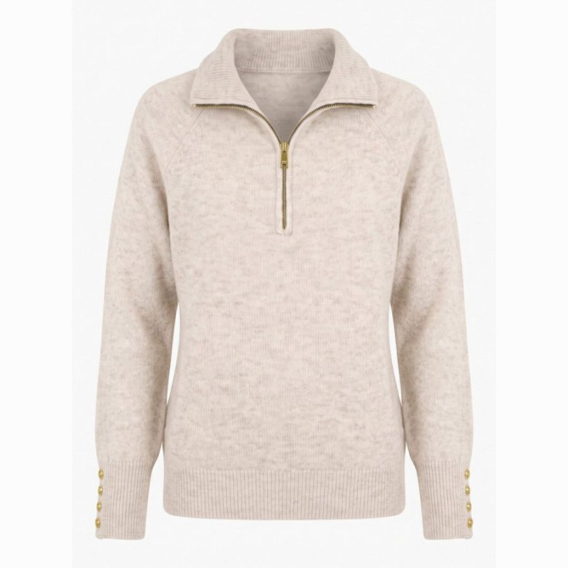 Tori Quarter Zip Knit - Barley