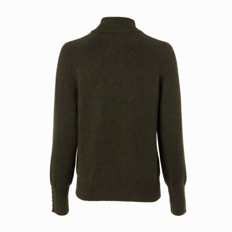 Tori Quarter Zip Knit - Forest Green