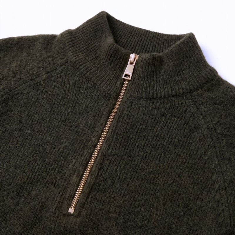 Tori Quarter Zip Knit - Forest Green