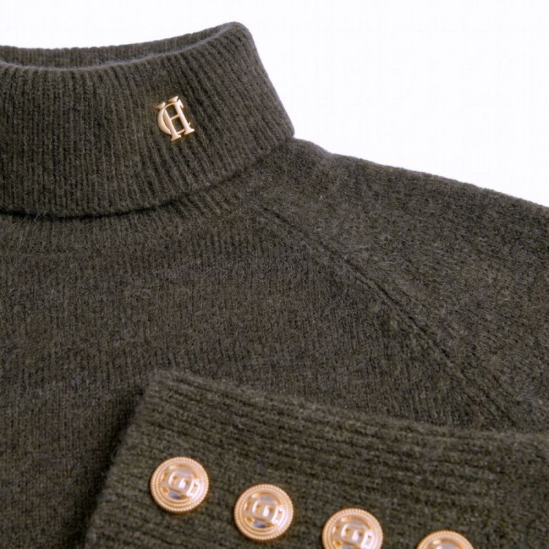 Tori Roll Neck Knit - Forest Green