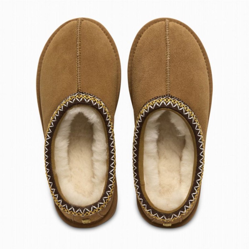 Ultra Low Shearling Mule – Tan Suede