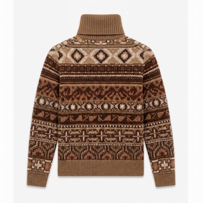 Vostock Roll Neck Knit - Camel Fairisle