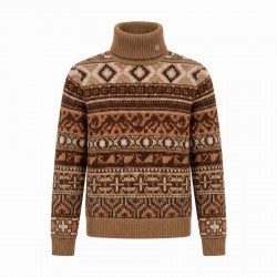 Holland Cooper Vostock Roll Neck Knit - Camel Fairisle