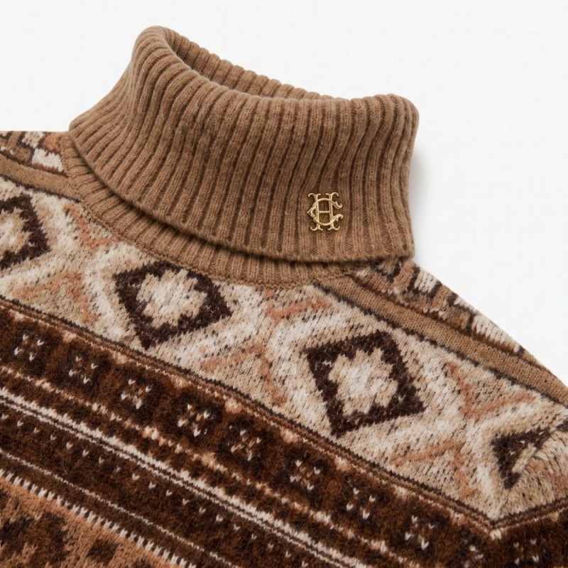Vostock Roll Neck Knit - Camel Fairisle