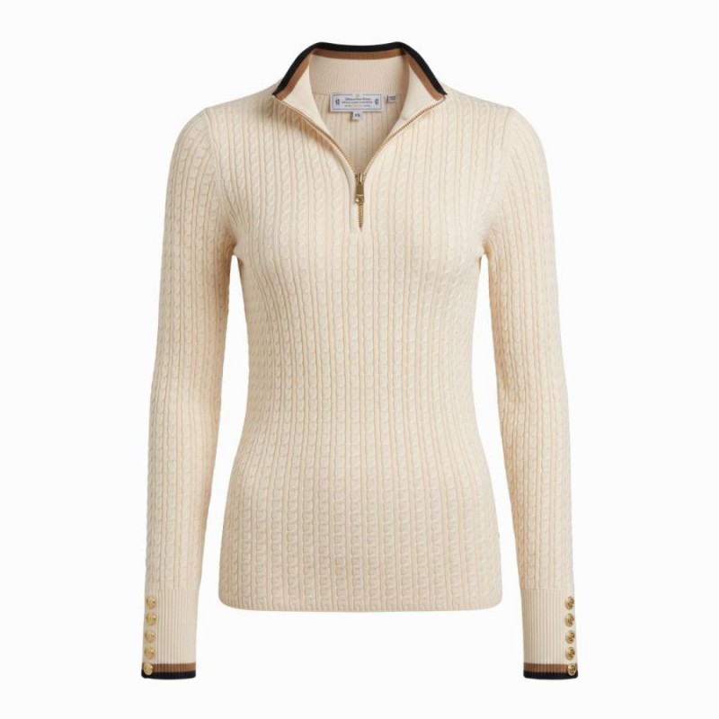 Zoe Quarter Zip Knit - Almond