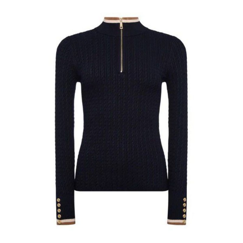 Zoe Quarter Zip Knit - Ink Navy