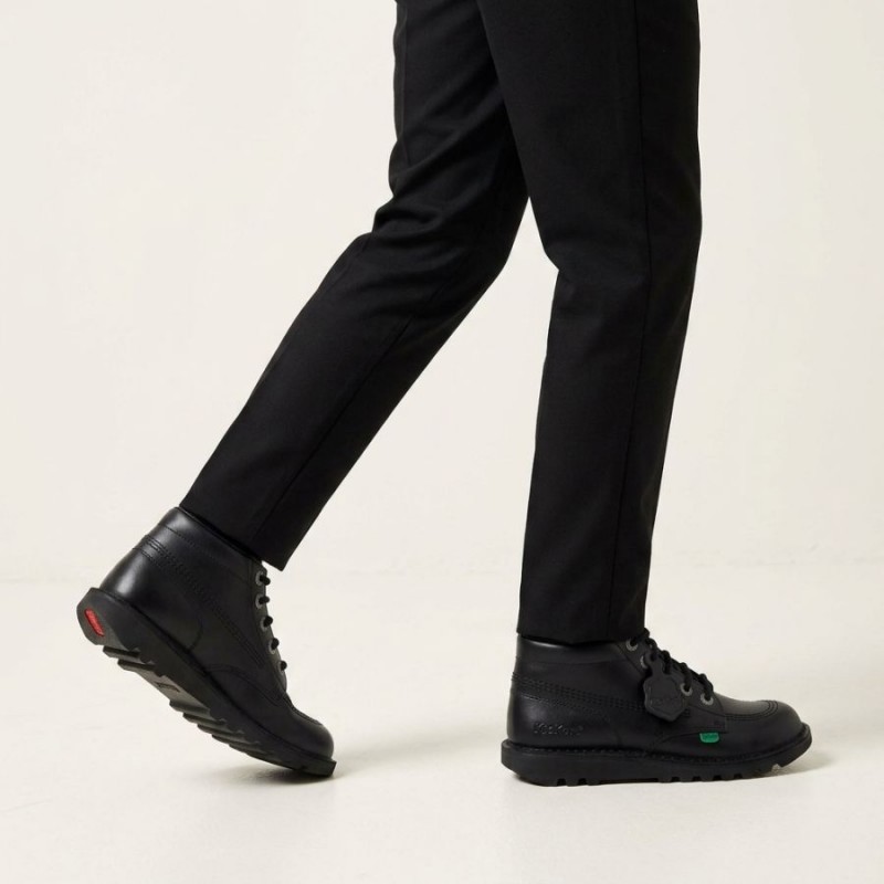 Kick Hi Youth Boots - Black Leather
