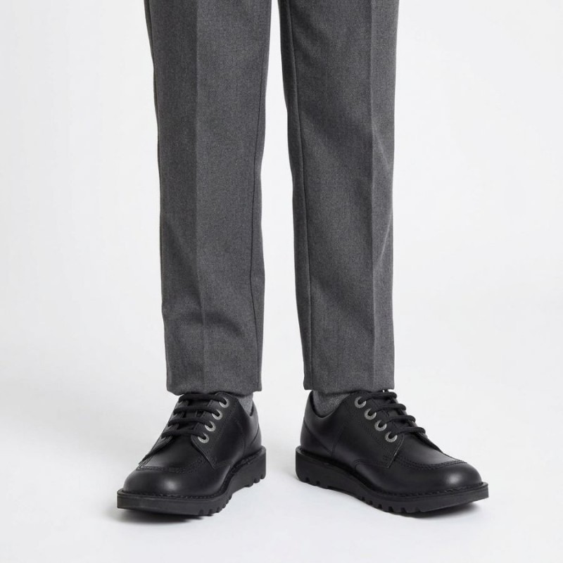 Kick Lo Junior School Shoes - Black Leather