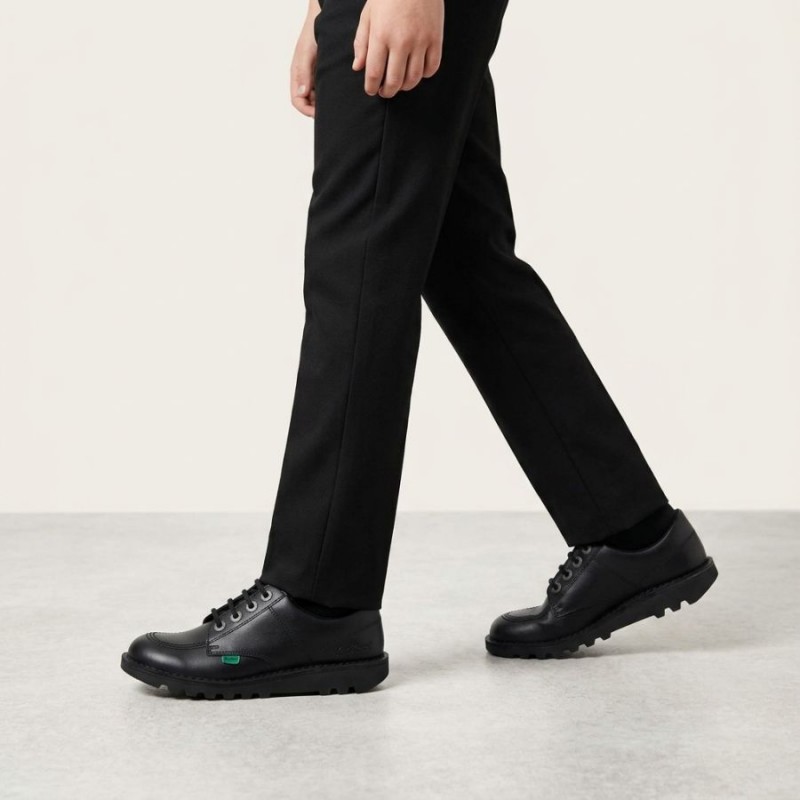 Kick Lo Junior School Shoes - Black Leather