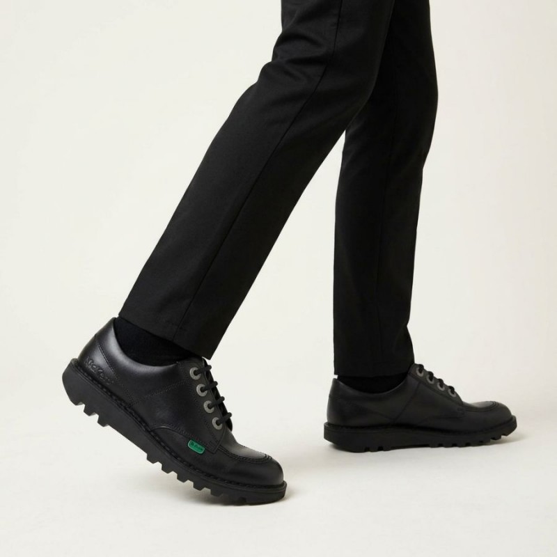 Kick Lo Junior School Shoes - Black Leather