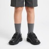 Kick Lo Twin Velcro Infant School Shoes - Black Leather