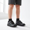 Kick Lo Velcro Junior School Shoes - Black Leather