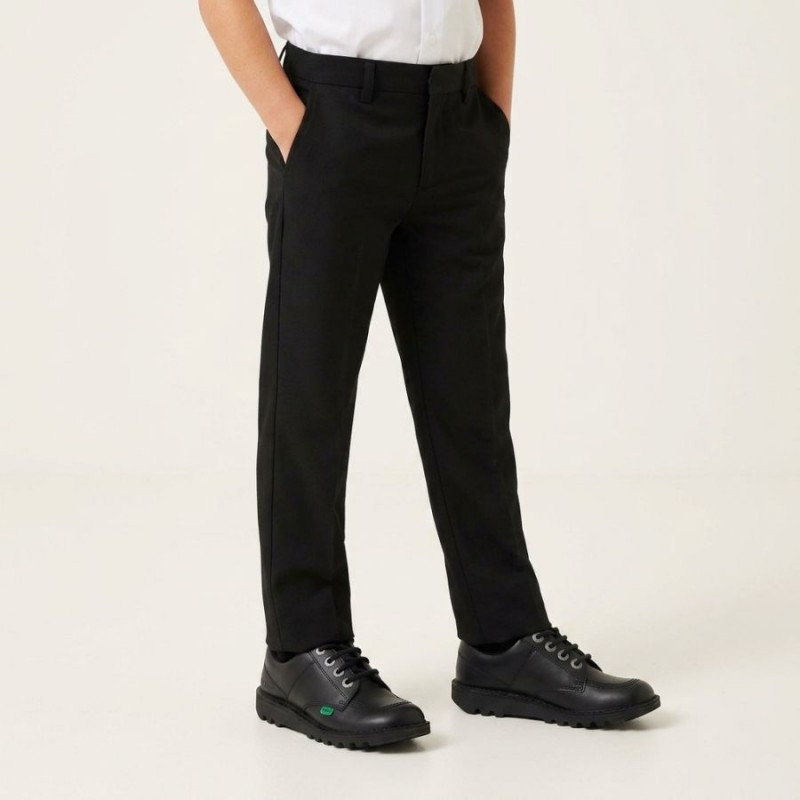 Kick Lo Youth School Shoes - Black Leather