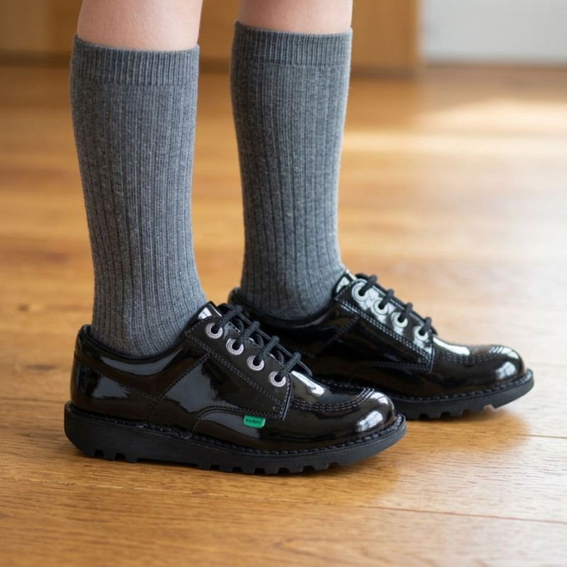 Kick Lo Youth School Shoes - Black Patent
