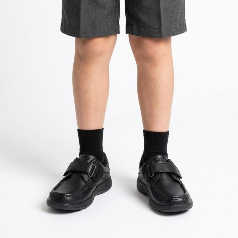 Reasan Strap Infant School Shoes - Black Leather Reasan Strap Infant School Shoes - Black Leather
