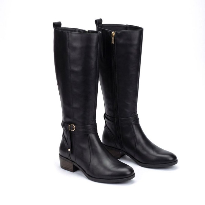Daroca W1U-9764 Knee High Boots - Black Leather