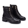 Medina W0D-8672 Lacde-Up Ankle Boots - Black Leather
