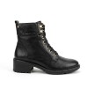 Medina W0D-8672 Lacde-Up Ankle Boots - Black Leather