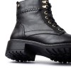 Medina W0D-8672 Lacde-Up Ankle Boots - Black Leather