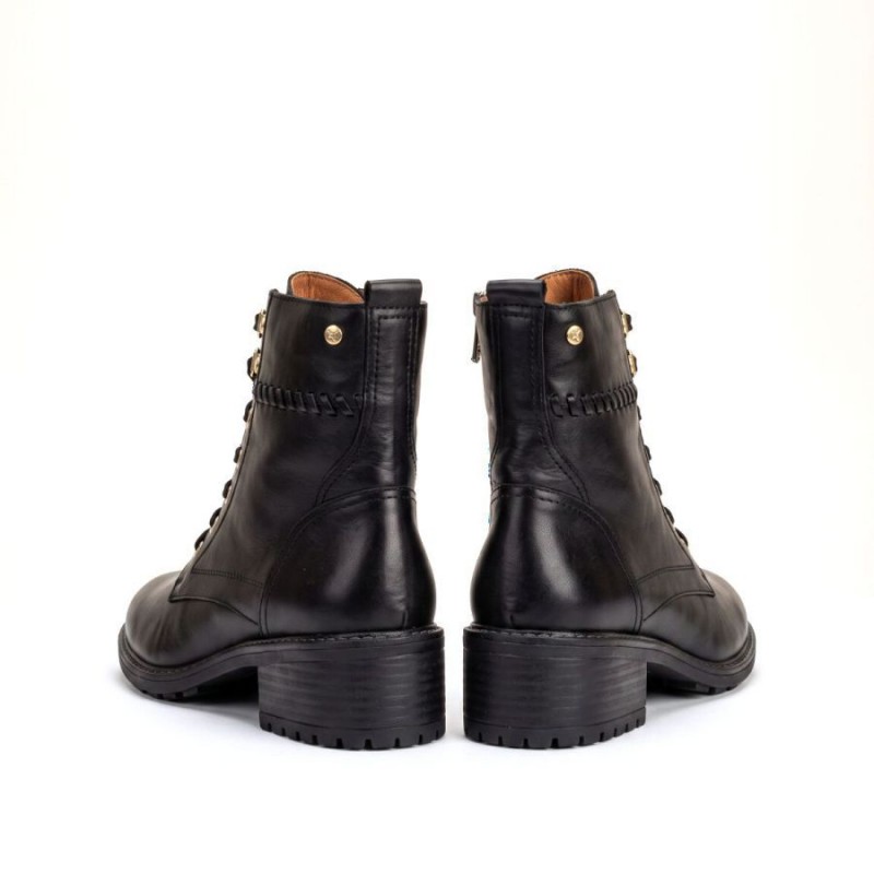 Medina W0D-8672 Lacde-Up Ankle Boots - Black Leather