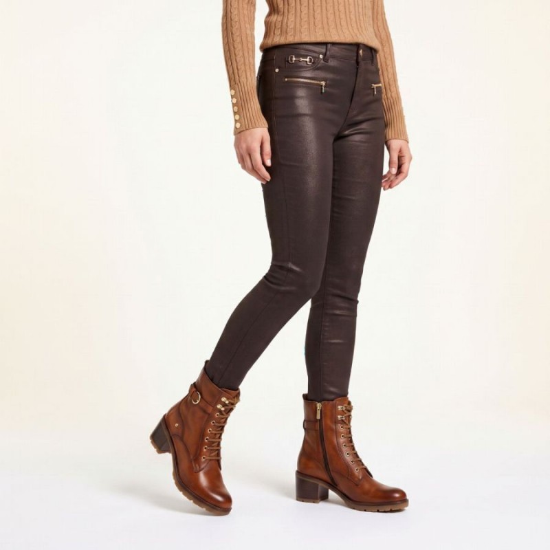 Llanes W7H-8510 Lace-Up Ankle Boots - Brandy Leather