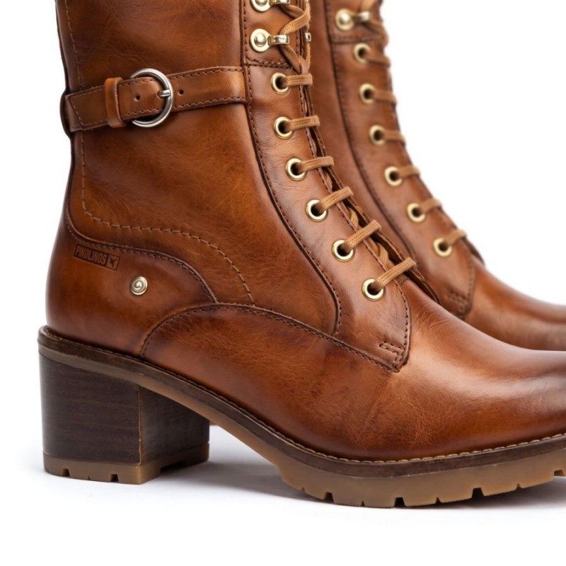 Llanes W7H-8510 Lace-Up Ankle Boots - Brandy Leather