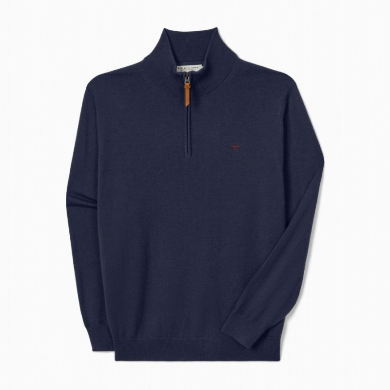 Ernest Merino 1/4 Zip Knit KZ200WQ16 – Navy Merino