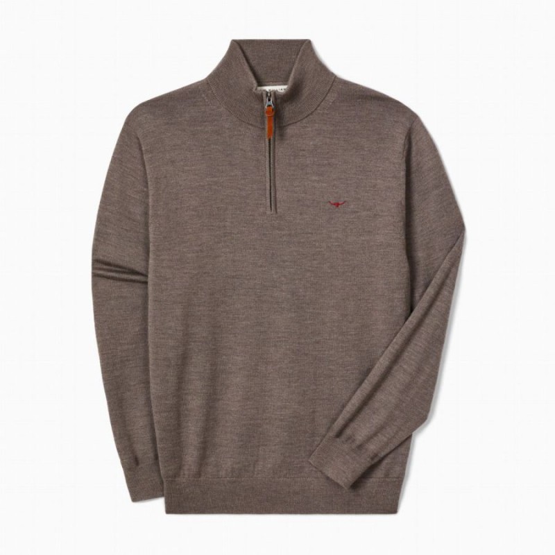 Ernest Merino KZ200WQQH02 Quarter Zip Knit - Nutmeg Textile