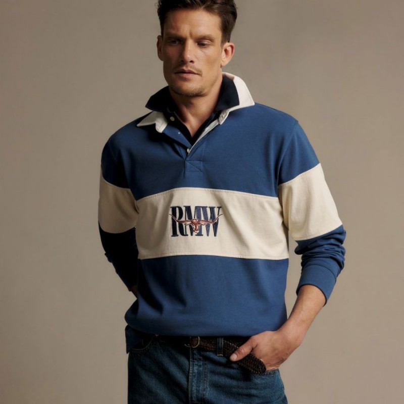 Heritage Panel Rugby Top KR200RJ7301 - Mid Blue
