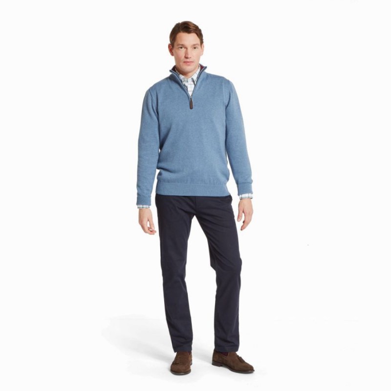 Calton Cotton Cashmere 1/4 Zip Jumper 20-3154 - Lake Blue