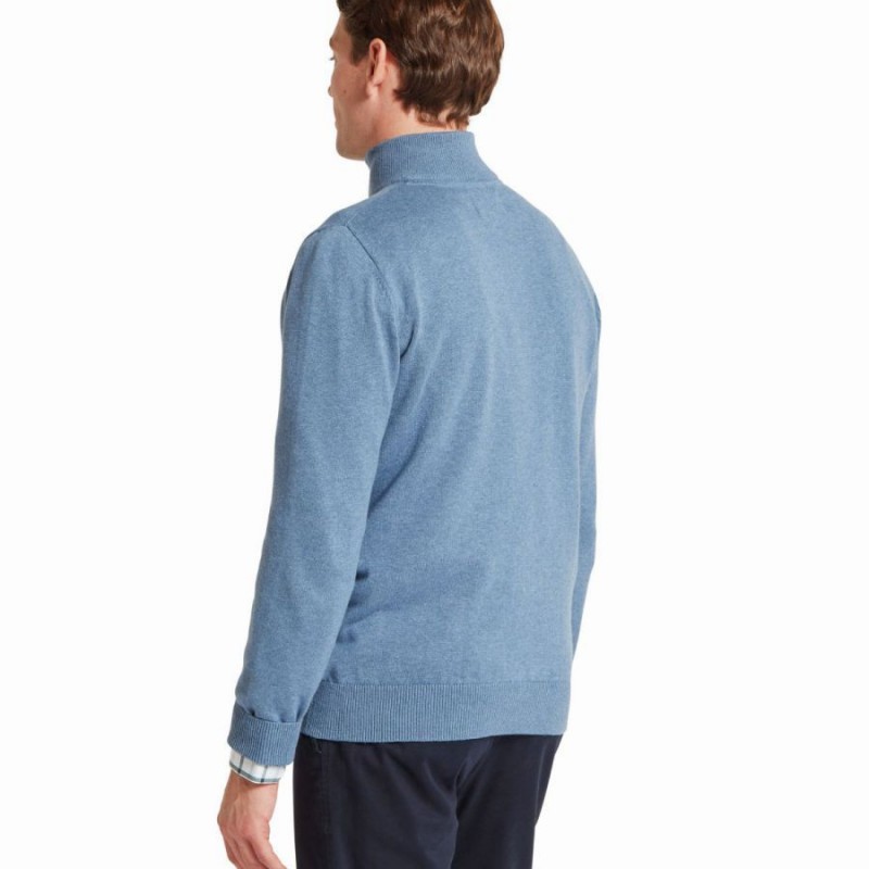 Calton Cotton Cashmere 1/4 Zip Jumper 20-3154 - Lake Blue