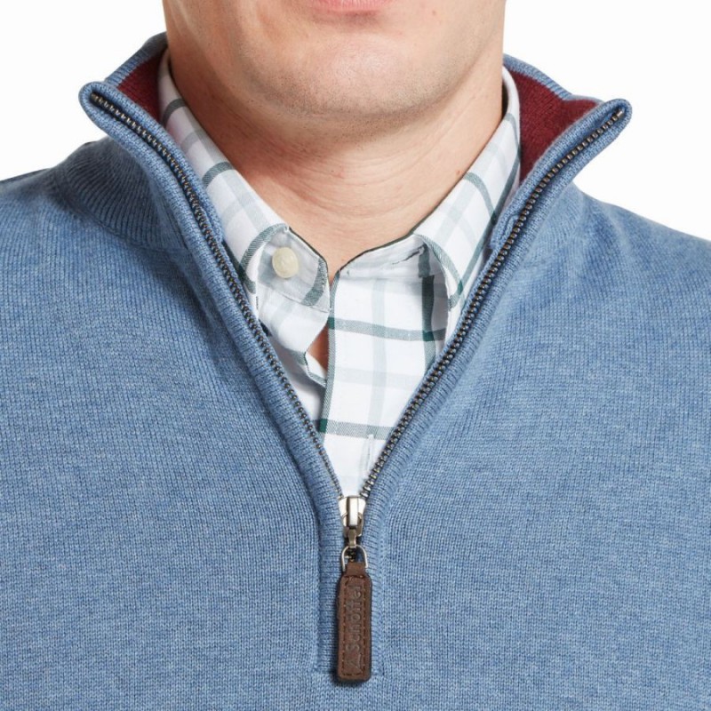 Calton Cotton Cashmere 1/4 Zip Jumper 20-3154 - Lake Blue