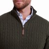 Calton Cotton Cashmere Cable 1/4 Zip 20-3153 - Loden Green