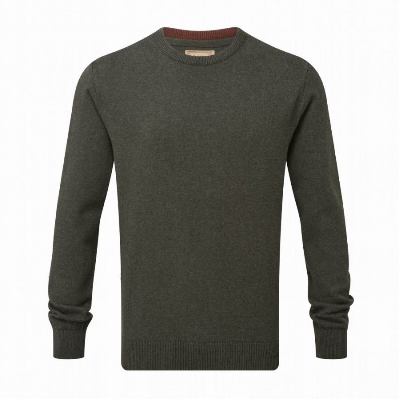 Calton Cotton Cashmere Crew Neck Jumper 20-3021 - Loden Green