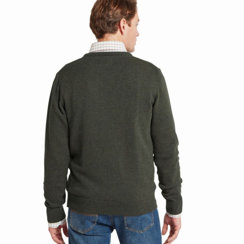 Calton Cotton Cashmere Crew Neck Jumper 20-3021 - Loden Green