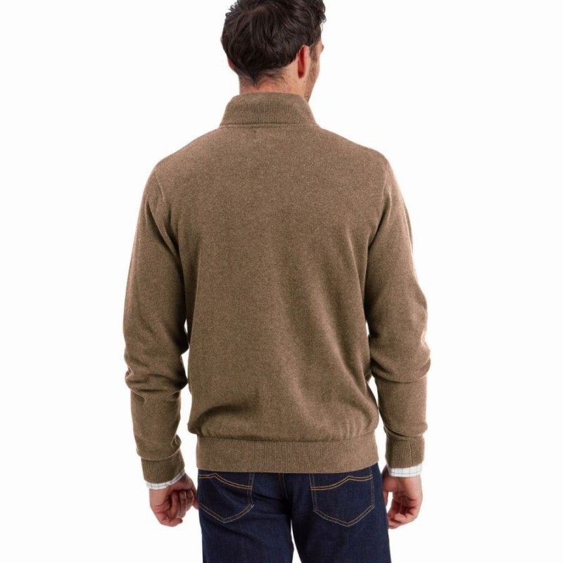 Lewis Lambswool 1/4 Zip Jumper 1 20-3144 - Mushroom