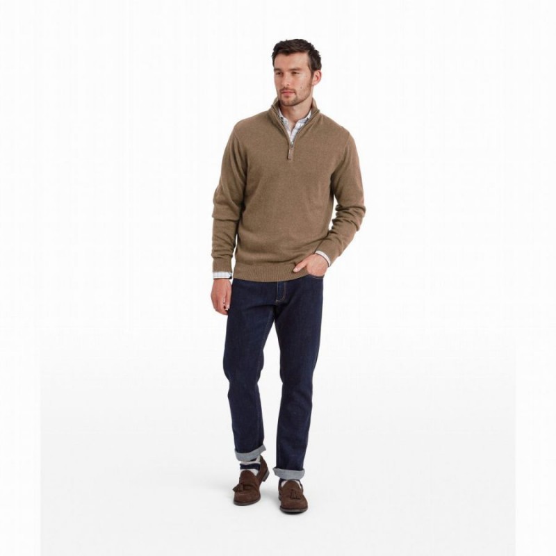 Lewis Lambswool 1/4 Zip Jumper 1 20-3144 - Mushroom