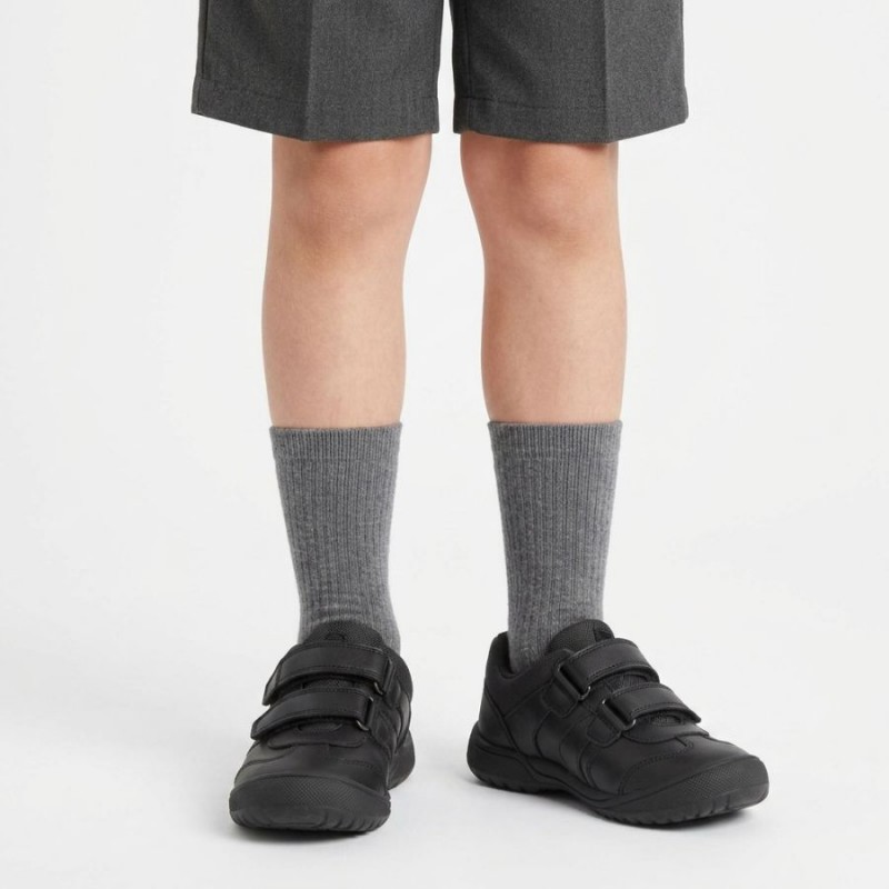 Action School Shoes - Black Leather