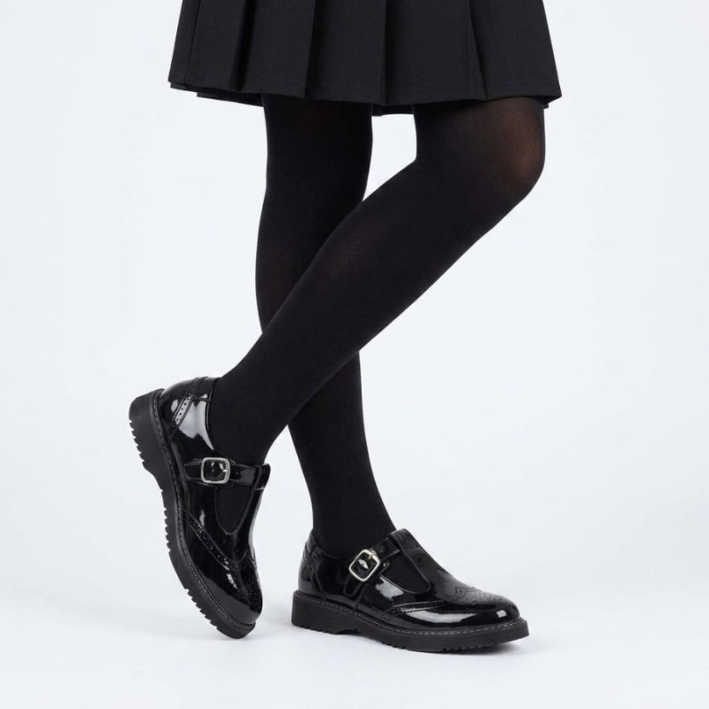 Angry Angels Imagine School Shoes - Black Patent