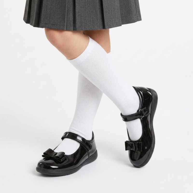 Bella F School Shoes - Black Patent